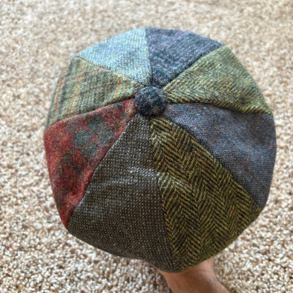 Shandon Headwear Mens Flat Cap Multicolor Patchwork Donegal Tweed Wool Hat 7 1/8 - Picture 5 of 8